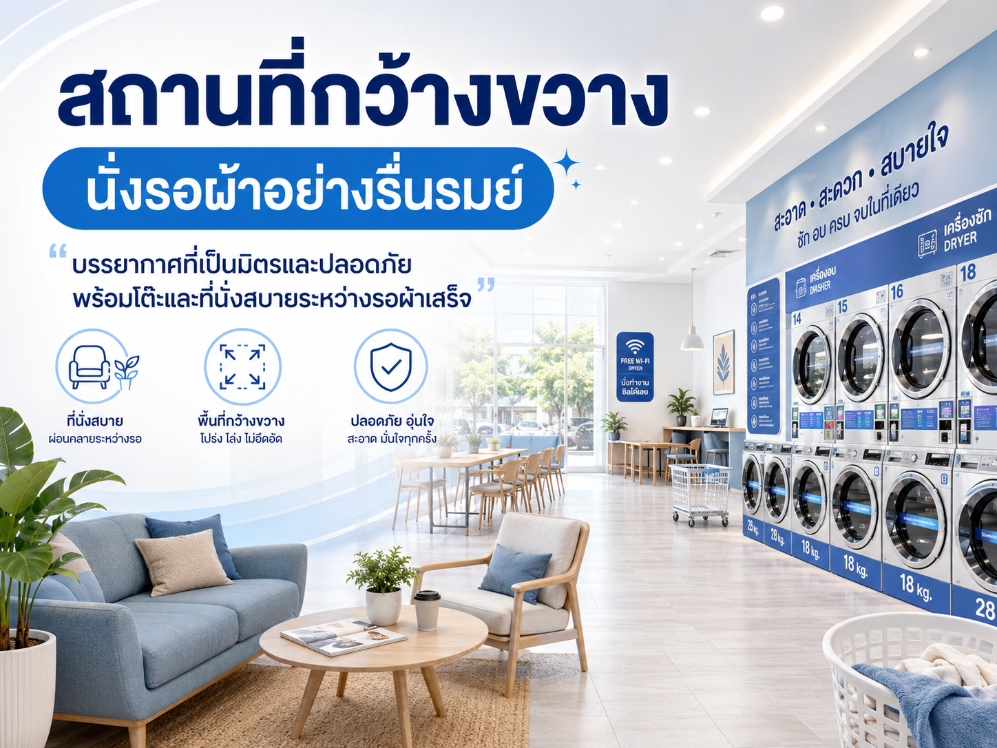สถานที่กว้างขวาง นั่งรอผ้าอย่างรื่นรมย์ — Wash The Fox